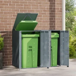 vidaXL Productos Del Hogar-Cobertizo de 2 contenedores de basura acero 138x79x117 cm