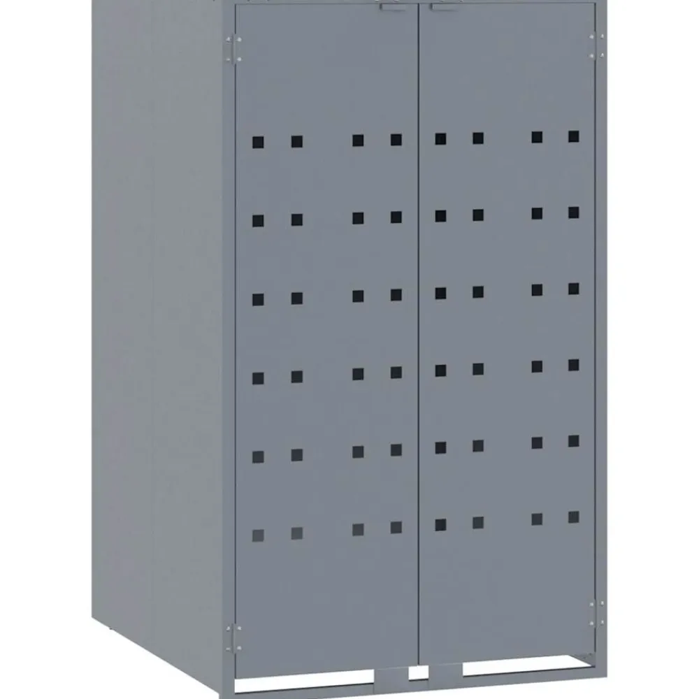 vidaXL Productos Del Hogar-Cobertizo de 2 contenedores de basura acero 138x79x117 cm