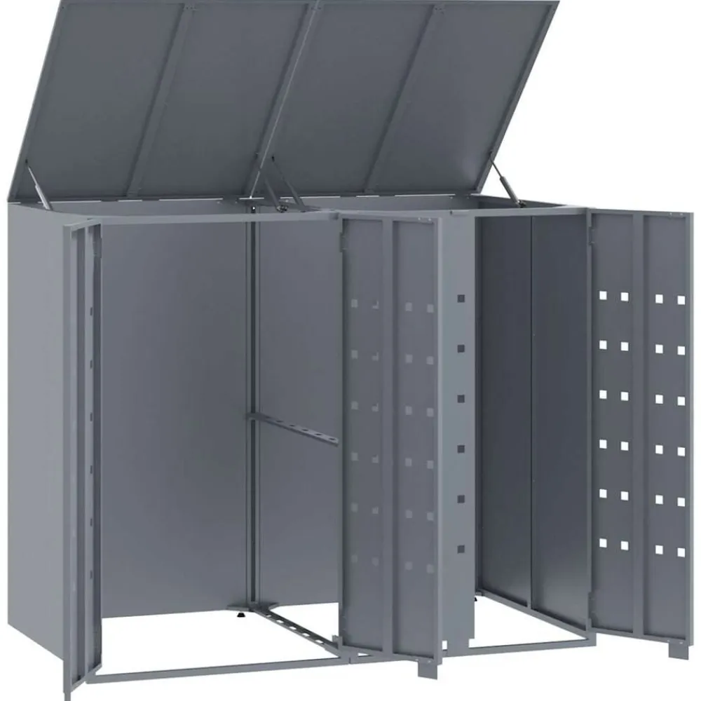 vidaXL Productos Del Hogar-Cobertizo de 2 contenedores de basura acero 138x79x117 cm