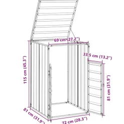 vidaXL Productos Del Hogar-Cobertizo de contenedor de basura acero 72x81x115 cm