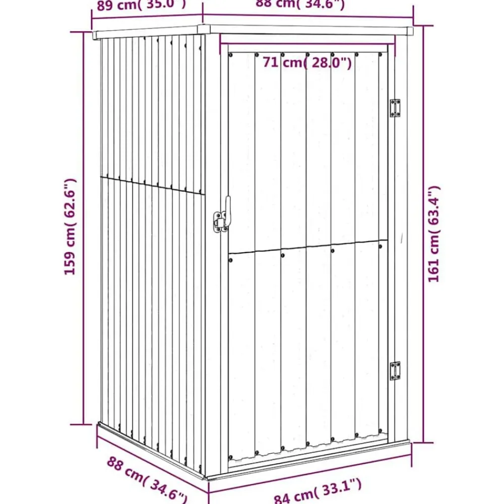 vidaXL Jardín-Cobertizo de herramientas jardín acero galvanizado 88x89x161 cm