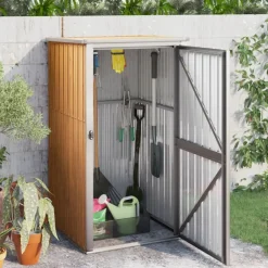 vidaXL Cobertizo de herramientas jardín acero galvanizado 88x89x161 cm Marr&oacute;n Online