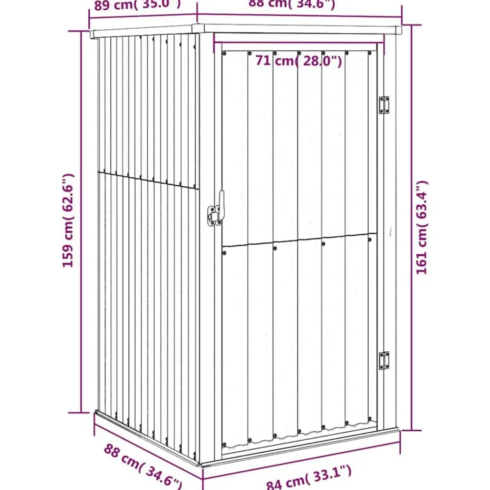 vidaXL Cobertizo de herramientas jardín acero galvanizado 88x89x161 cm Marrón Online