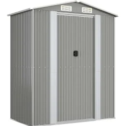 vidaXL Cobertizo de jardín acero galvanizado 192x108x223 cm Gris claro Clearance