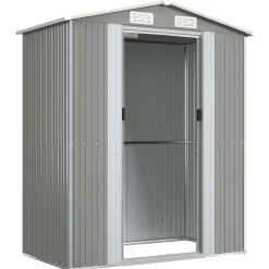 vidaXL Cobertizo de jardín acero galvanizado 192x108x223 cm Gris claro Clearance