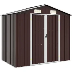 vidaXL Cobertizo de jardín acero galvanizado marrón 205x129x183 cm Marr&oacute;n New