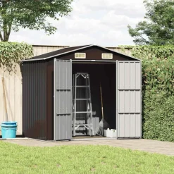 vidaXL Cobertizo de jardín acero galvanizado marrón 205x129x183 cm Marr&oacute;n New