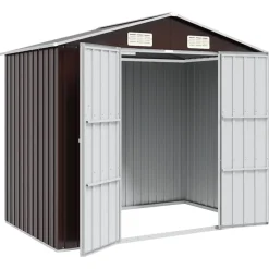 vidaXL Cobertizo de jardín acero galvanizado marrón 205x129x183 cm Marrón New