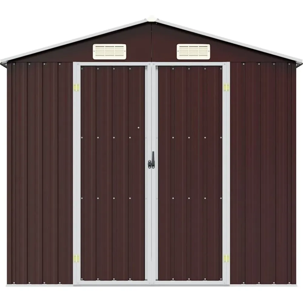 vidaXL Cobertizo de jardín acero galvanizado marrón 205x129x183 cm Marrón New