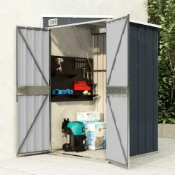 vidaXL Cobertizo de jardín de pared acero galvanizado 118x100x178 cm Antracita Outlet