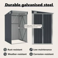 vidaXL Cobertizo de jardín de pared acero galvanizado 118x100x178 cm Antracita Outlet