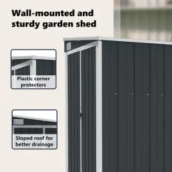 vidaXL Cobertizo de jardín de pared acero galvanizado 118x100x178 cm Antracita Outlet