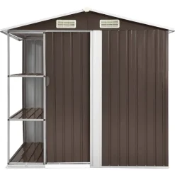 vidaXL Cobertizo de jardín con estantería hierro marrón 205x130x183 cm Marrón Hot