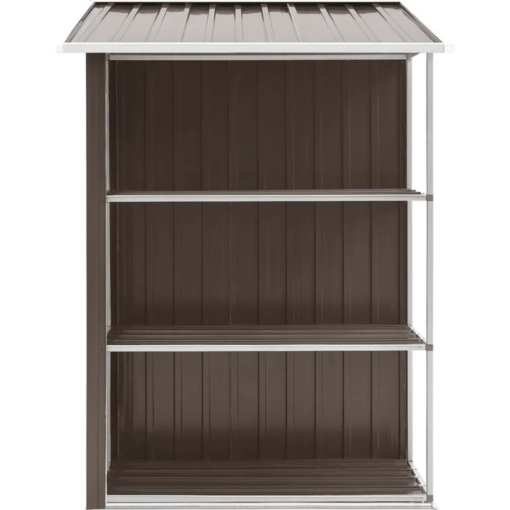 vidaXL Cobertizo de jardín con estantería hierro marrón 205x130x183 cm Marrón Hot