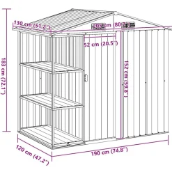vidaXL Cobertizo de jardín con estantería hierro marrón 205x130x183 cm Marrón Hot