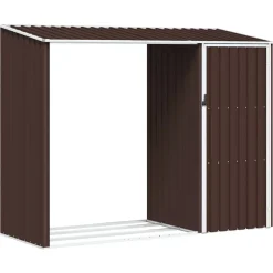 vidaXL Jardín-Cobertizo de jardín leña marrón acero galvanizado 245x98x159cm