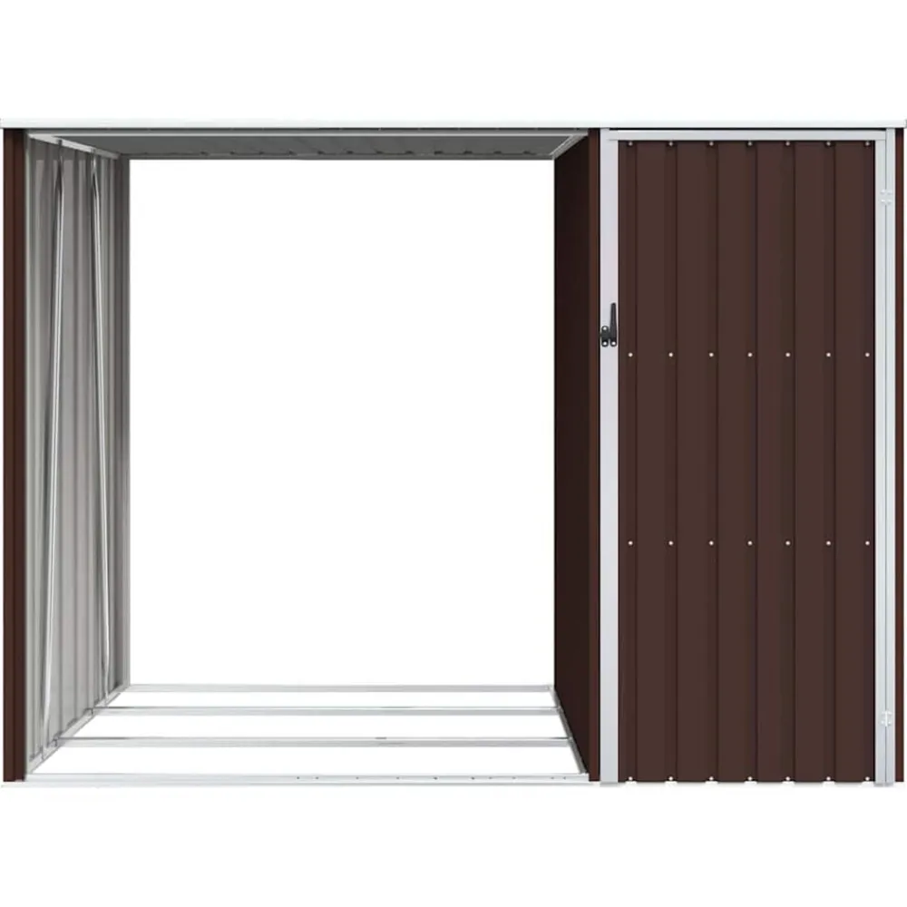 vidaXL Jardín-Cobertizo de jardín leña marrón acero galvanizado 245x98x159cm