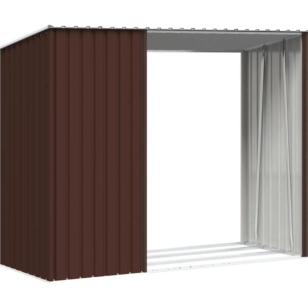 vidaXL Jardín-Cobertizo de jardín leña marrón acero galvanizado 245x98x159cm