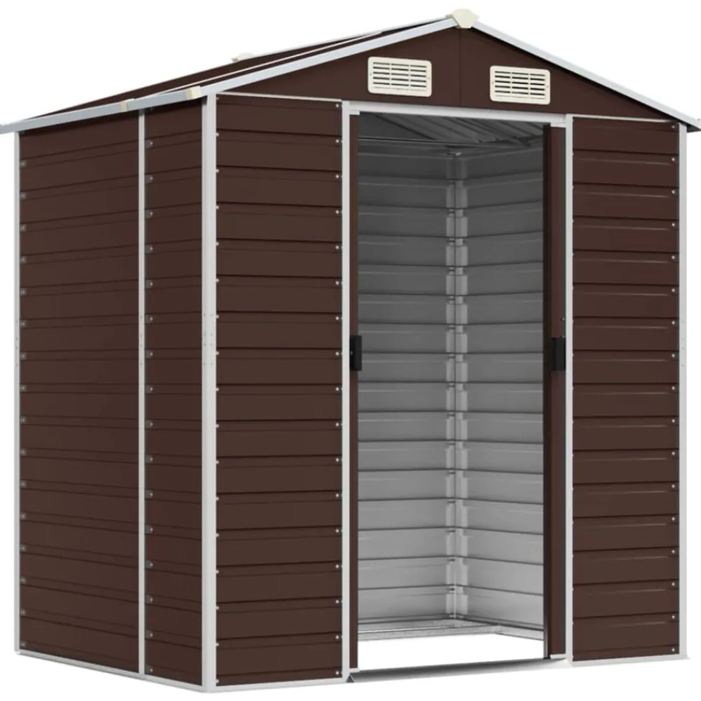 vidaXL Jardín-Cobertizo de jardín acero galvanizado marrón 191x130x198 cm