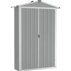 vidaXL Cobertizo de jardín acero galvanizado 116x45x175 cm Gris Clearance