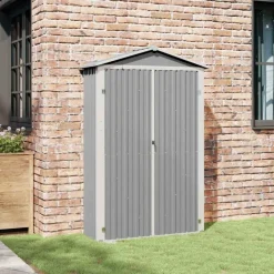 vidaXL Cobertizo de jardín acero galvanizado 116x45x175 cm Gris Clearance