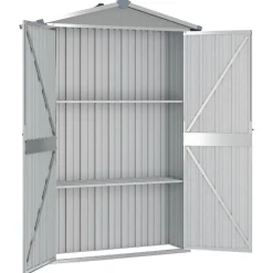 vidaXL Cobertizo de jardín acero galvanizado 116x45x175 cm Gris Clearance