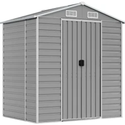 vidaXL Cobertizo de jardín acero galvanizado 191x130x198 cm Gris claro New