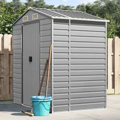 vidaXL Cobertizo de jardín acero galvanizado 191x130x198 cm Gris claro New