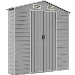 vidaXL Cobertizo de jardín acero galvanizado 191x130x198 cm Gris claro New