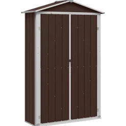 vidaXL Cobertizo de jardín acero galvanizado marrón 116x45x175 cm Marr&oacute;n Sale