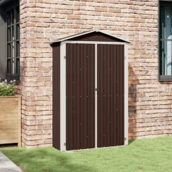 vidaXL Cobertizo de jardín acero galvanizado marrón 116x45x175 cm Marrón Sale