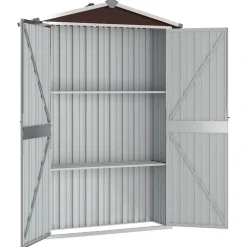 vidaXL Cobertizo de jardín acero galvanizado marrón 116x45x175 cm Marrón Sale