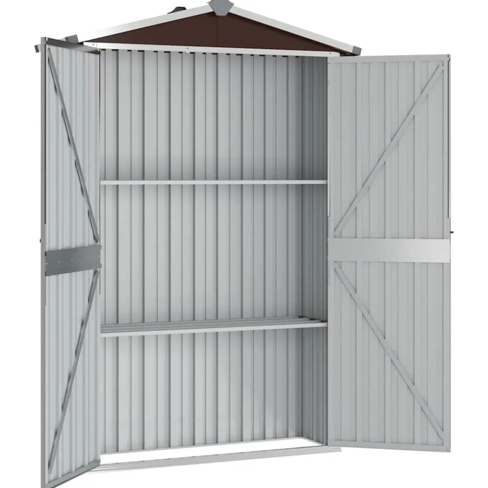 vidaXL Cobertizo de jardín acero galvanizado marrón 116x45x175 cm Marrón Sale