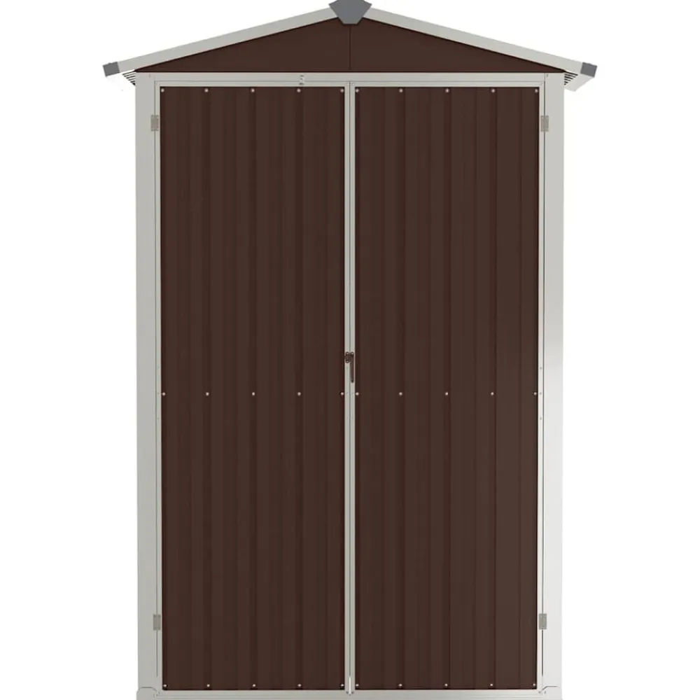 vidaXL Cobertizo de jardín acero galvanizado marrón 116x45x175 cm Marrón Sale