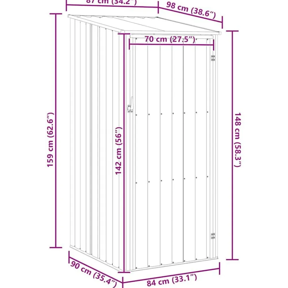 vidaXL Jardín-Cobertizo de jardín verde acero galvanizado 87x98x159 cm