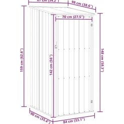 vidaXL Cobertizo de jardín acero galvanizado 87x98x159 cm Gris Outlet