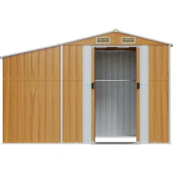 vidaXL Cobertizo de jardín acero galvanizado marrón 277x93x179 cm Marr&oacute;n claro Hot