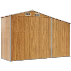 vidaXL Cobertizo de jardín acero galvanizado marrón 277x93x179 cm Marr&oacute;n claro Hot