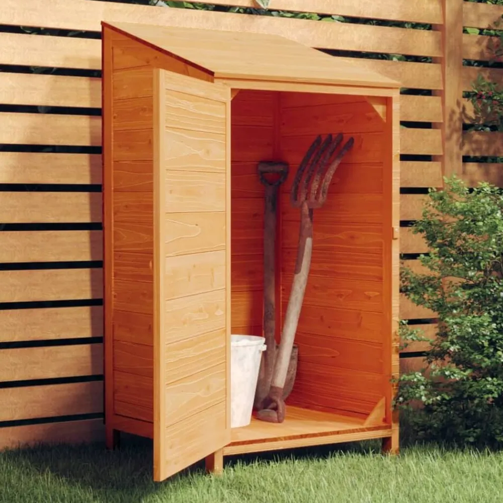 vidaXL Jardín-Cobertizo de jardín madera de abeto maciza marrón 55x52x112 cm