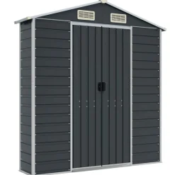 vidaXL Cobertizo de jardín acero galvanizado 191x130x198 cm Antracita New