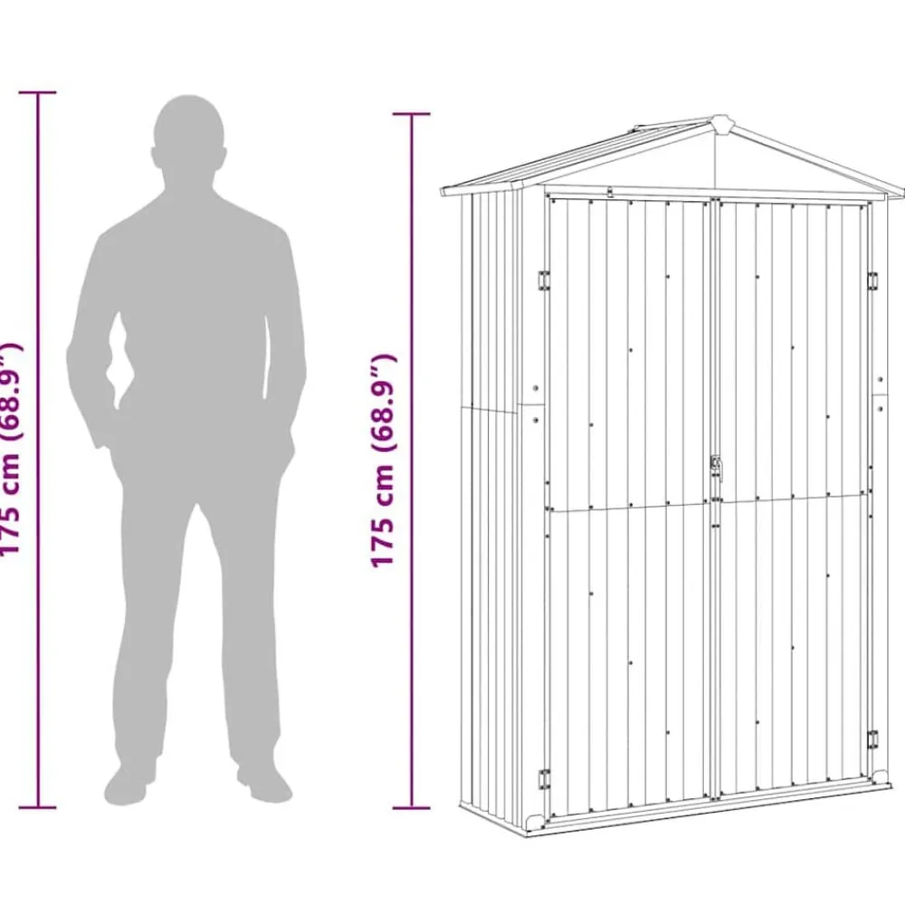 vidaXL Jardín-Cobertizo de jardín acero galvanizado 116x45x175cm