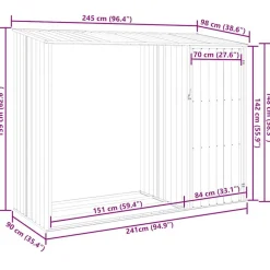 vidaXL Jardín-Cobertizo de jardín de leña acero galvanizado 245x98x159cm
