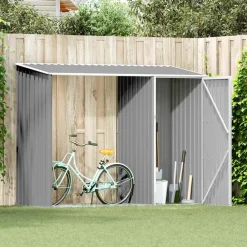 vidaXL Jardín-Cobertizo de jardín de leña acero galvanizado 245x98x159cm