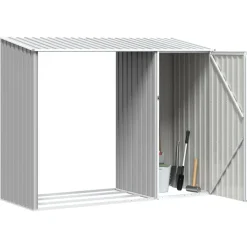 vidaXL Jardín-Cobertizo de jardín de leña acero galvanizado 245x98x159cm
