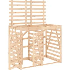 vidaXL Cobertizo doble para cubos de basura madera maciza de pino Pino natural