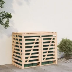 vidaXL Cobertizo doble para cubos de basura madera maciza de pino Pino natural
