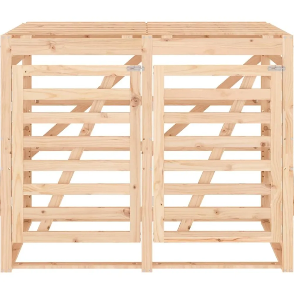 vidaXL Cobertizo doble para cubos de basura madera maciza de pino Pino natural