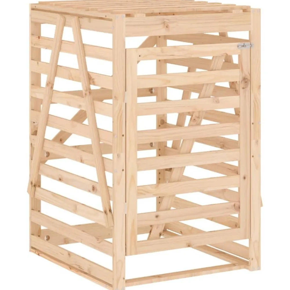 vidaXL Cobertizo doble para cubos de basura madera maciza de pino Pino natural