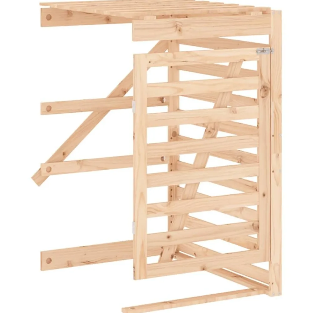 vidaXL Cobertizo doble para cubos de basura madera maciza de pino Pino natural