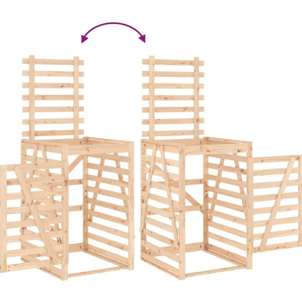 vidaXL Cobertizo doble para cubos de basura madera maciza de pino Pino natural